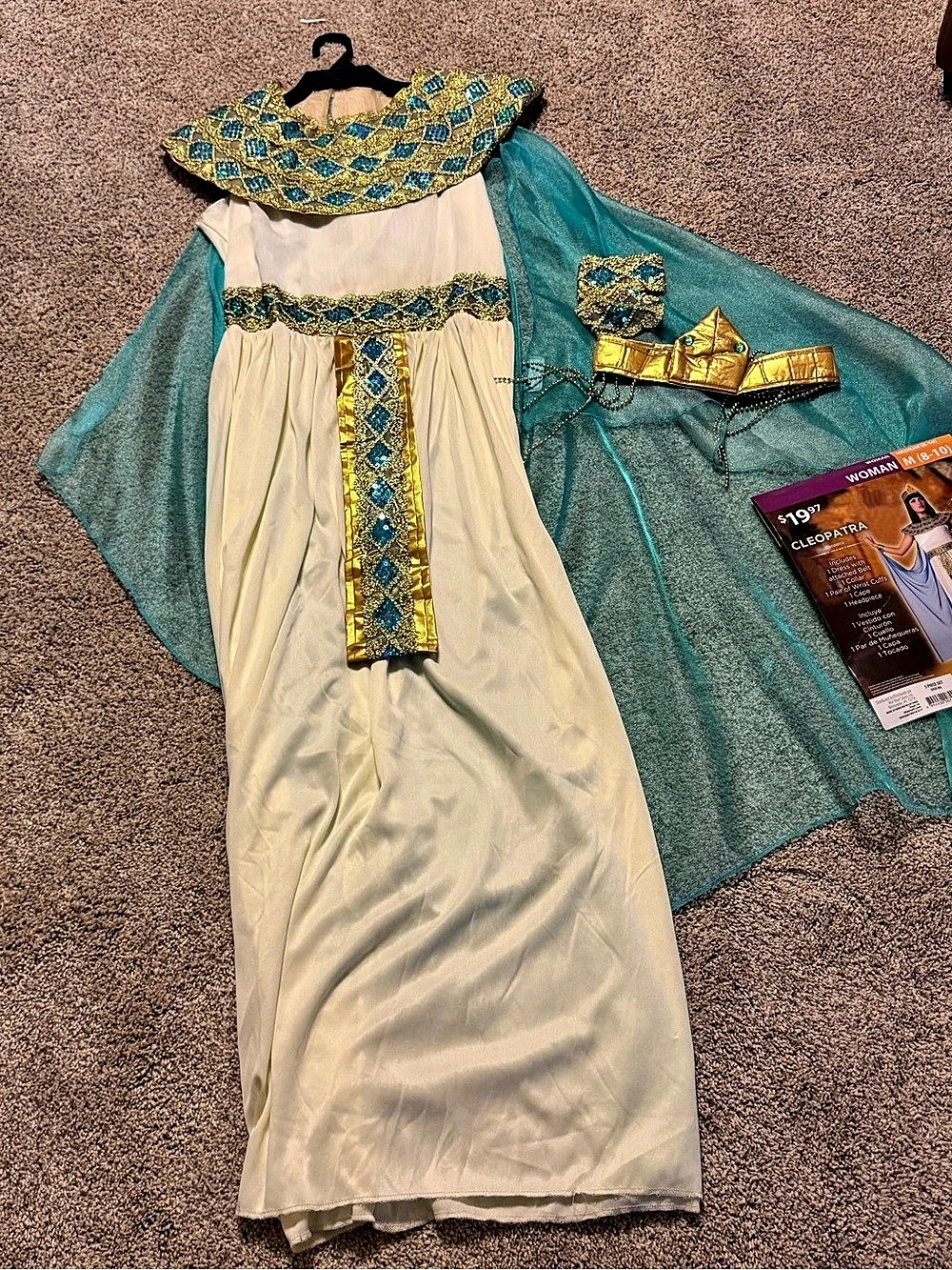 Cleopatra Costume ladies Medium Turquoise & Gold